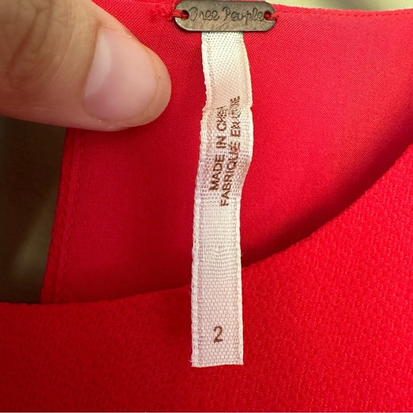 Free People Red Black Flowers Size 2 Dress Flutteby Floral Fit & Flare Pleated - Picture 5 of 12